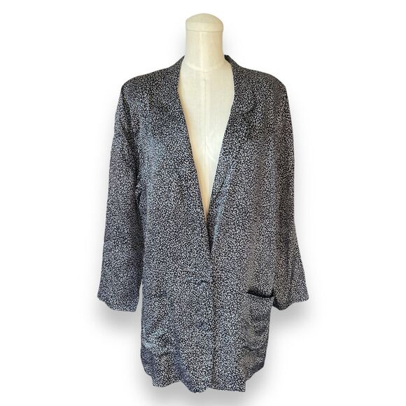 Vintage Jackets & Blazers - Vintage 70s 80s Cavalluzzi Black White Rayon Oversized Silky Blazer Jacket Small